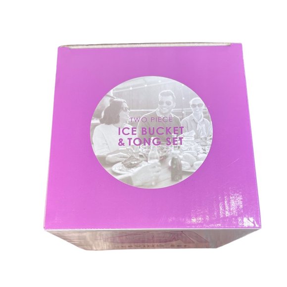 Diamond Embossed 2 Piece Serving Ice Bucket & Tong Set Shatter Resistant Purple - Picture 6 of 11